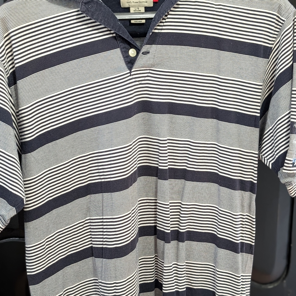 Cutter & Buck Navy and White Striped Men's Shirt